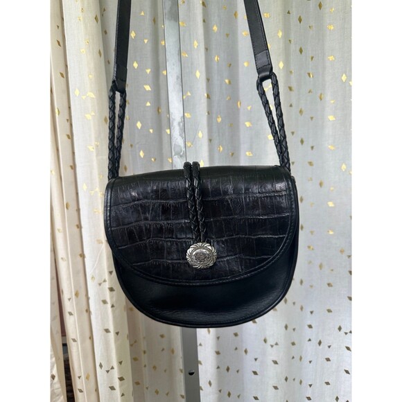 Brighton Vintage 399149 Cara Alligator Embossed Braided Leather Crossbody Purse - Picture 2 of 12